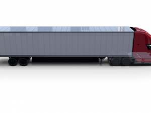 tesla truck with chassis interior and trailer red 3D Model