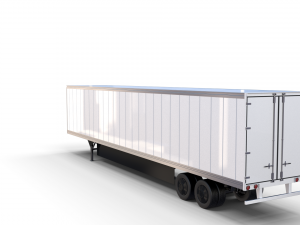 tesla truck with chassis interior and trailer red 3D Model