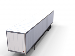 tesla truck with chassis interior and trailer red 3D Model