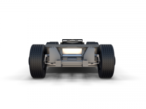 tesla truck with chassis interior and trailer red 3D Model