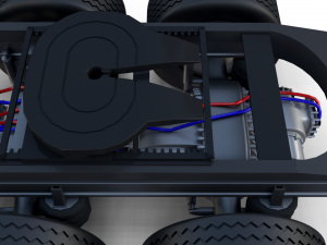 tesla truck with chassis interior and trailer red 3D Model