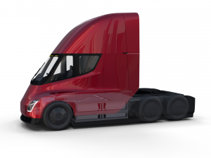 tesla truck with chassis interior and trailer red 3D Model
