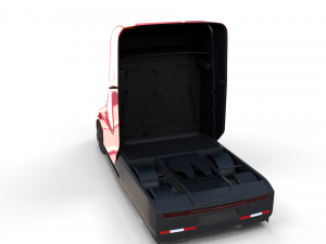 tesla truck with chassis and interior red 3D Model