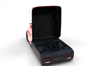 tesla truck with chassis and interior red 3D Model