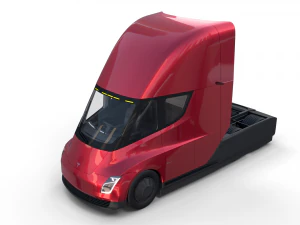 tesla truck with chassis and interior red 3D Model