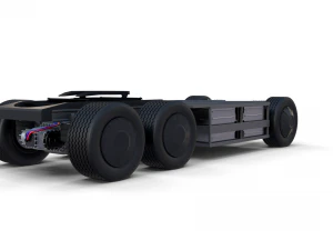 tesla truck with chassis and interior red 3D Model