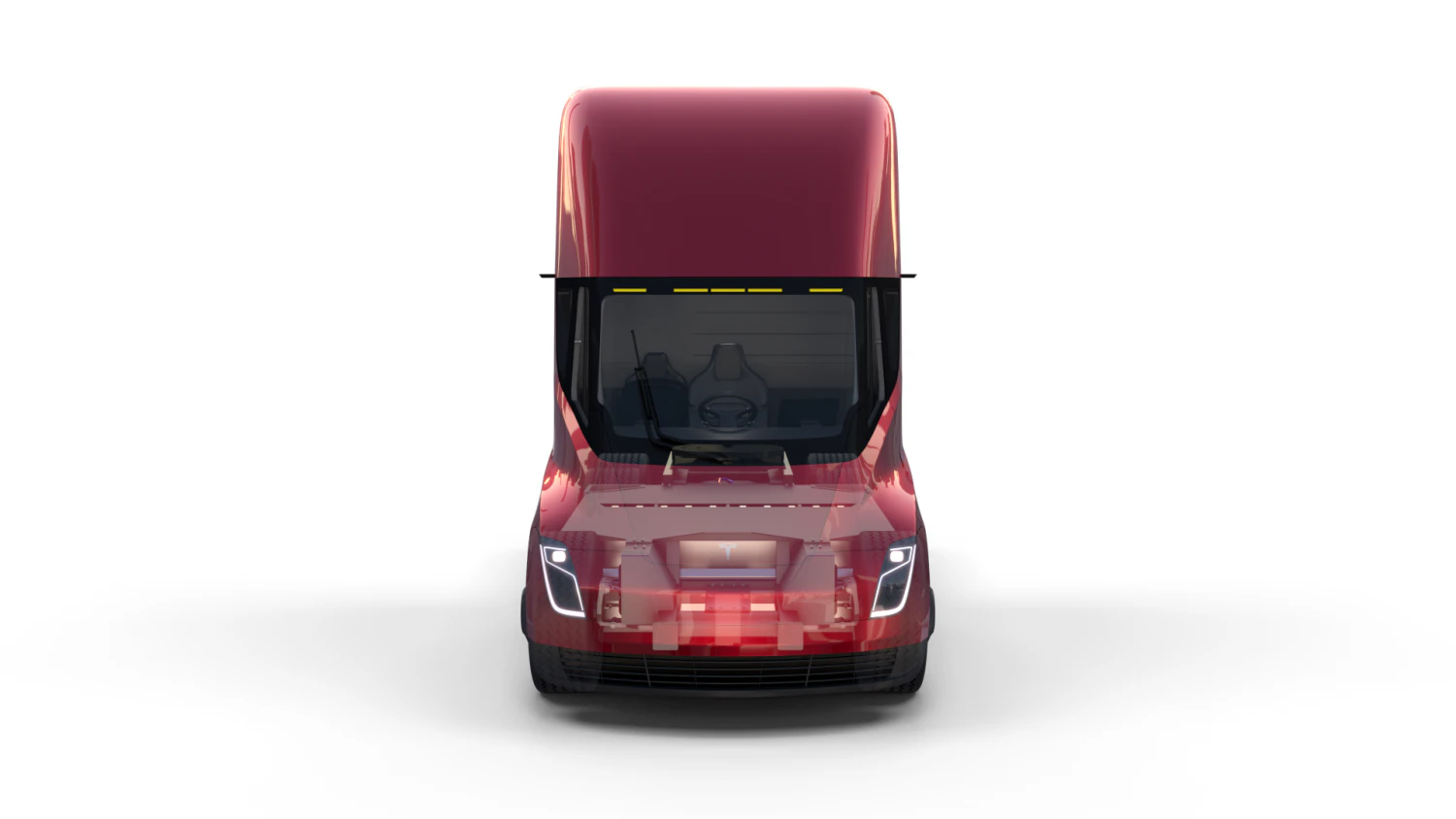 tesla truck with chassis and interior red 3D Model .c4d .max .obj .3ds .fbx .stl .blend 