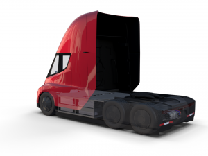 tesla truck with chassis and interior red 3D Model