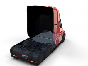 tesla truck with chassis and interior red 3D Model