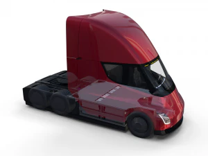 tesla truck with chassis and interior red 3D Model
