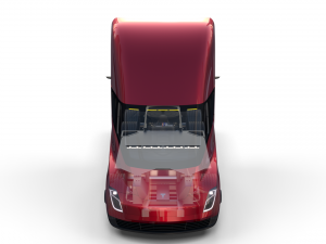 tesla truck with chassis and interior red 3D Model