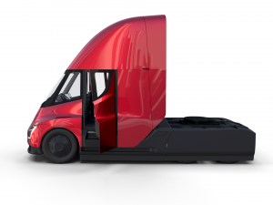 tesla truck with chassis and interior red 3D Model