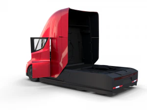 tesla truck with chassis and interior red 3D Model