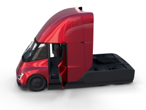 tesla truck with chassis and interior red 3D Model