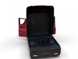 tesla truck with chassis and interior red 3D Model