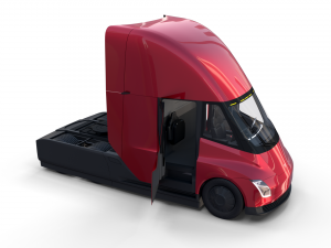 tesla truck with chassis and interior red 3D Model