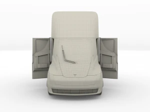 tesla truck with chassis and interior red 3D Model