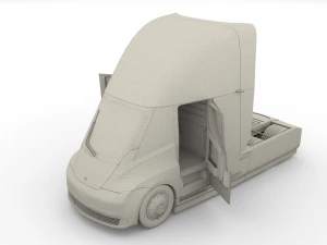 tesla truck with chassis and interior red 3D Model