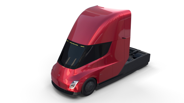 tesla semi truck red 3D Model .c4d .max .obj .3ds .fbx .stl .blend 