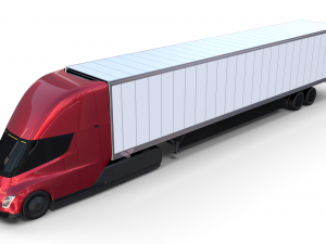 tesla truck red w trailer 3D मॉडल