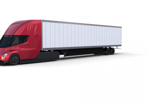 tesla truck red w trailer 3Dモデル