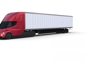tesla truck red w trailer 3D Model