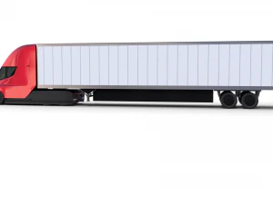 tesla truck red w trailer 3D Model