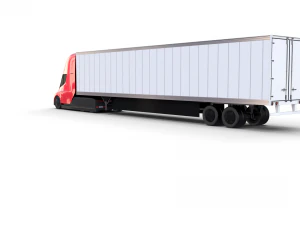 tesla truck red w trailer 3D Model