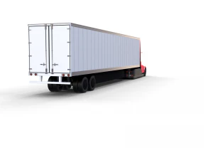 tesla truck red w trailer 3D Model