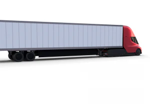 tesla truck red w trailer 3D Model