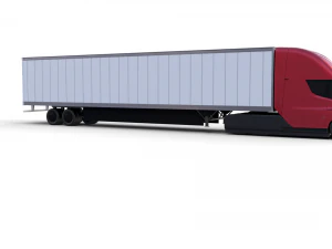 tesla truck red w trailer 3D Model