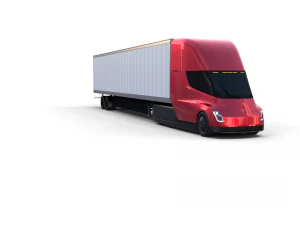 tesla truck red w trailer 3D Model