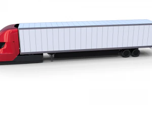 tesla truck red w trailer 3D Model