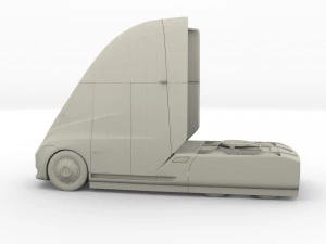 tesla truck red w trailer 3D Model