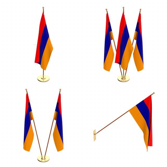 armenia flag pack 3D Model .c4d .max .obj .3ds .fbx .stl .blend 