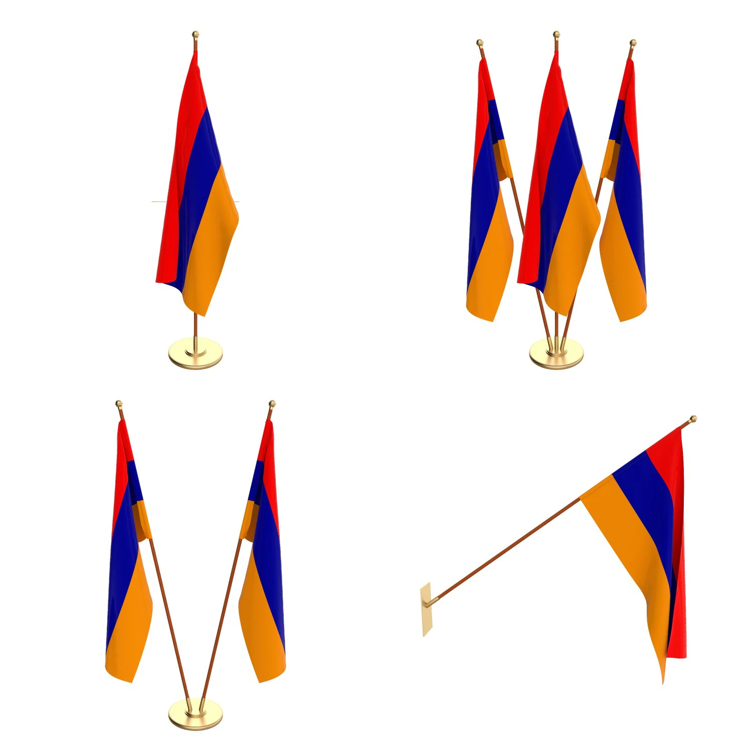 armenia flag pack 3D Model .c4d .max .obj .3ds .fbx .stl .blend 