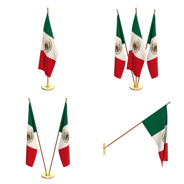 mexico flag pack 3D Модель .c4d .max .obj .3ds .fbx .stl .blend 