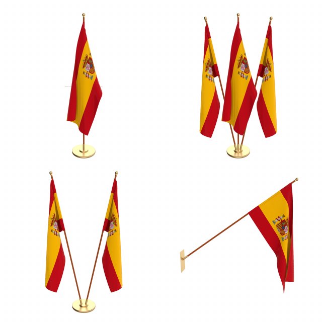 spain flag pack 3D मॉडल .c4d .max .obj .3ds .fbx .stl .blend 