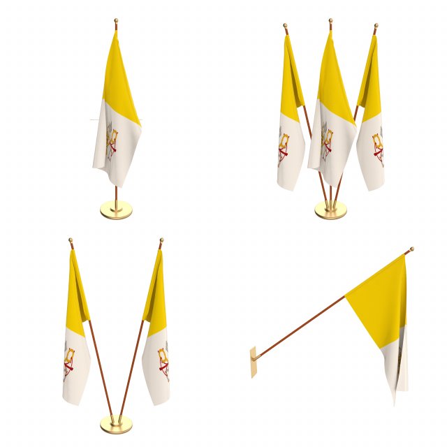 vatican flag pack 3D Model .c4d .max .obj .3ds .fbx .stl .blend 