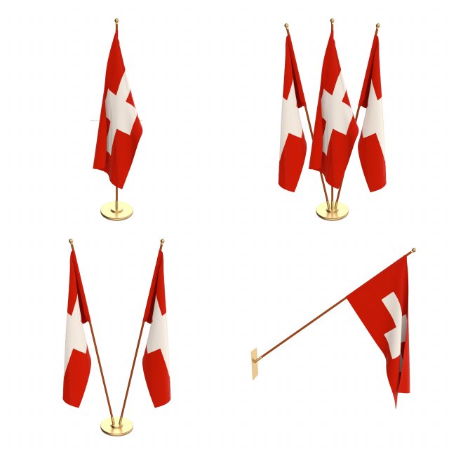 switzerland flag pack 3D 模型 .c4d .max .obj .3ds .fbx .stl .blend 