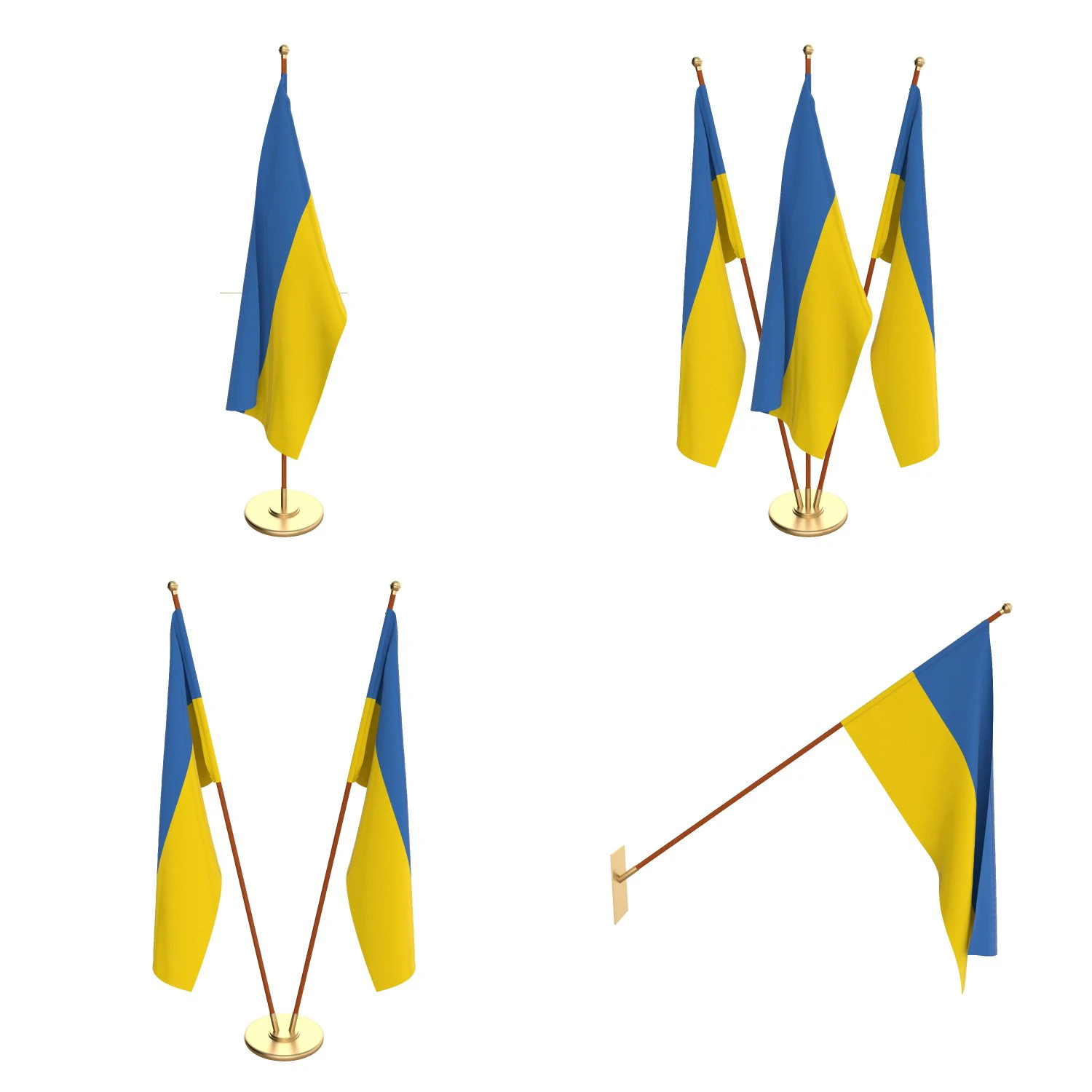 ukraine flag pack 3D Model .c4d .max .obj .3ds .fbx .stl .blend 