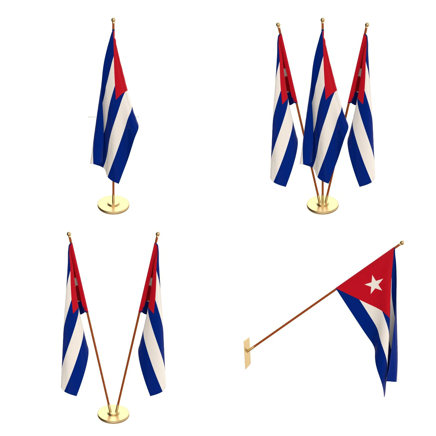 cuba flag pack 3D Model .c4d .max .obj .3ds .fbx .stl .blend 