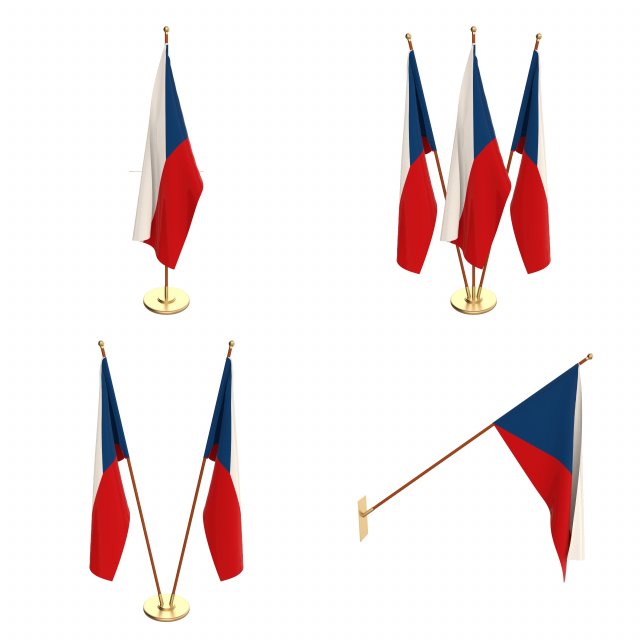 czech republic flag pack 3D Model .c4d .max .obj .3ds .fbx .stl .blend 