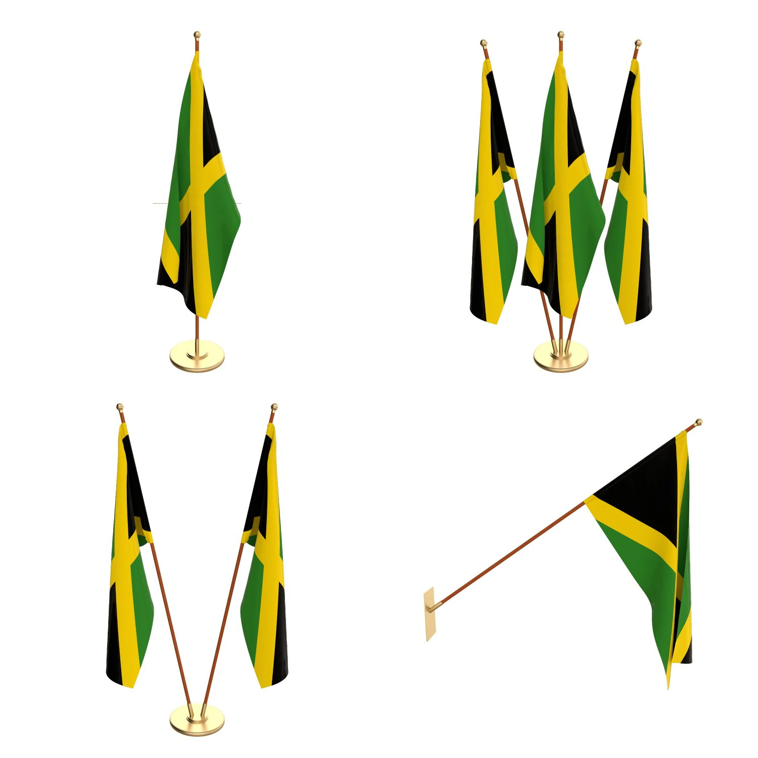 jamaica flag pack 3D Model .c4d .max .obj .3ds .fbx .stl .blend 