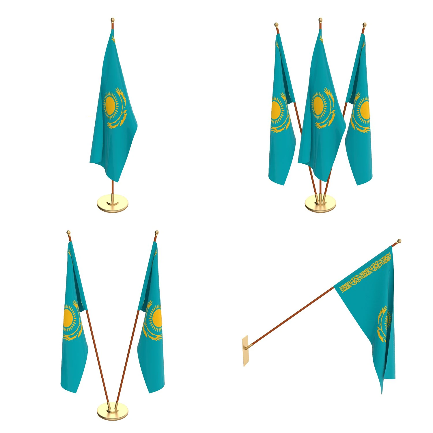 kazachstan flag pack 3D Model .c4d .max .obj .3ds .fbx .stl .blend