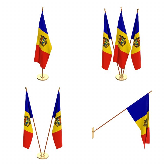 moldova flag pack 3D Model .c4d .max .obj .3ds .fbx .stl .blend 