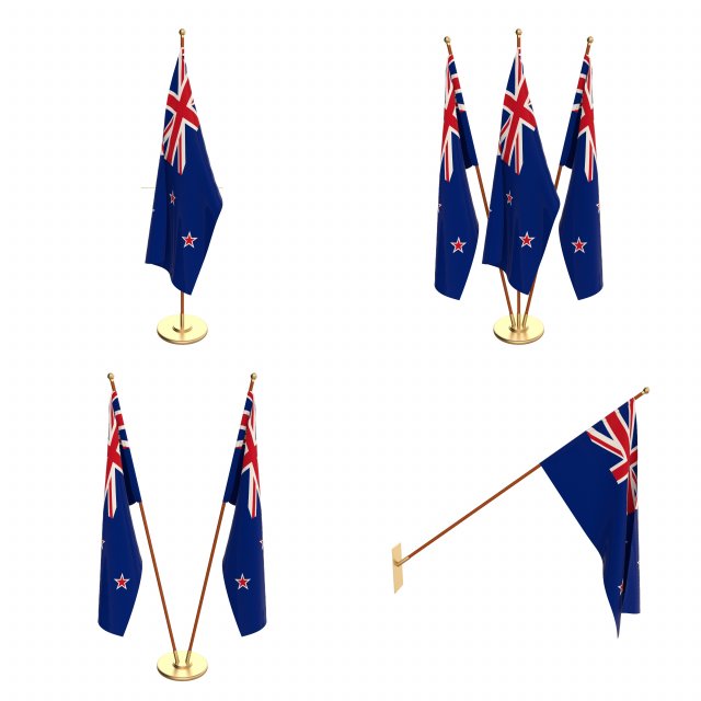 new zealand flag pack 3D Model .c4d .max .obj .3ds .fbx .stl .blend 