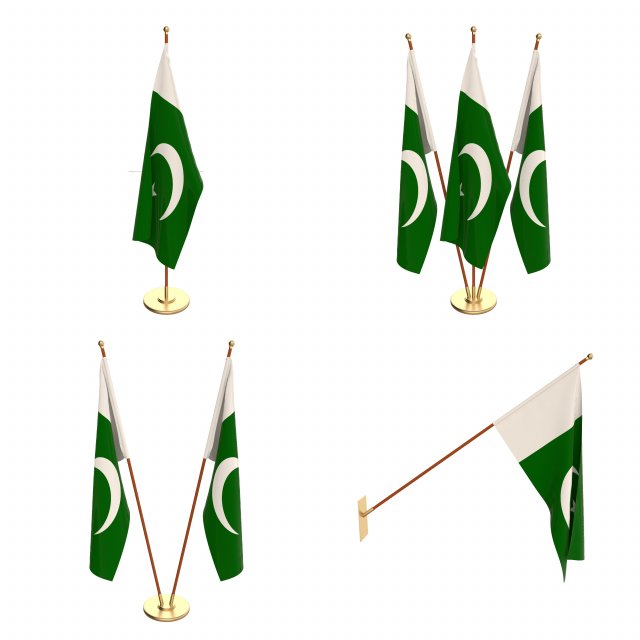 pakistan flag pack 3D Model .c4d .max .obj .3ds .fbx .stl .blend 