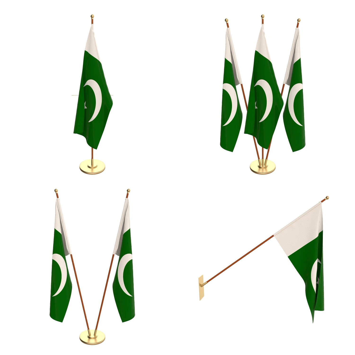 pakistan flag pack 3D Model .c4d .max .obj .3ds .fbx .stl .blend 