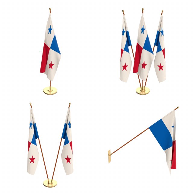 panama flag pack 3D Modell .c4d .max .obj .3ds .fbx .stl .blend 